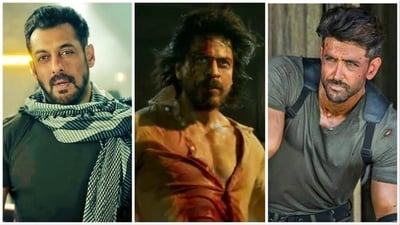 Salman Khan as Tiger, Shah Rukh Khan as Pathaan and Hrithik Roshan as Kabir. Salman Khan as Tiger, Shah Rukh Khan as Pathaan and Hrithik Roshan as Kabir.