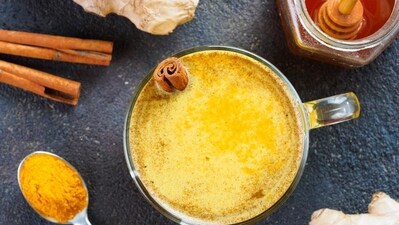 Golden Milk Delight: Start your day with a warm cup of golden milk. Just blend turmeric with milk (or a dairy-free alternative), honey, and a pinch of black pepper for a soothing and nutritious treat. (Photo: Shutterstock)