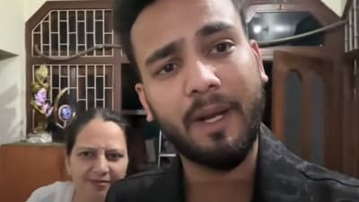 Elvish Yadav with his mother from a vlog.