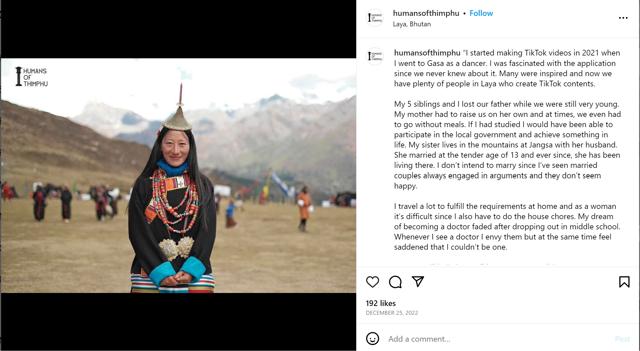 A story featured on The Humans of Thimphu page (Screenshot) A story featured on The Humans of Thimphu page (Screenshot)