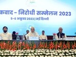 Union home minister Amit Shah at the anti-terror conference in New Delhi on Thursday. Union home minister Amit Shah at the anti-terror conference in New Delhi on Thursday.