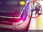Screengrab of Armita Geravand being dragged from train. 