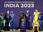 Skippers of all 10 teams pose for photos with World Cup trophy during the Captains' Day event ahead of ICC Cricket World Cup 2023, in Ahmedabad Skippers of all 10 teams pose for photos with World Cup trophy during the Captains' Day event ahead of ICC Cricket World Cup 2023, in Ahmedabad