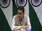 External affairs ministry spokesperson Arindam Bagchi addresses briefing on Thursday.