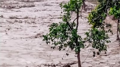 The water level of the Teesta river increased after a flash flood occurred due to a sudden cloudburst over the Lhonak lake. (ANI) The water level of the Teesta river increased after a flash flood occurred due to a sudden cloudburst over the Lhonak lake. (ANI)