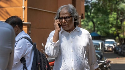 Artist Chintan Upadhyay at Dindoshi Court,  (Photo by Satish Bate/ Hindustan Times)
