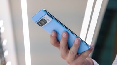 A person examines the new Pixel 8 Pro Phone in New York City, U.S., October 4, 2023. (REUTERS)