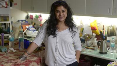 Hema Upadhyay, Mumbai based artist, photographed at her studio on September 3, 2014. (ABHIJIT BHATLEKAR/MINT)