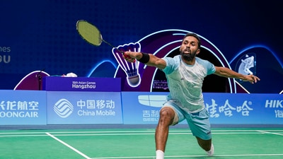 HS Prannoy in action against Lee Zii Jia during the Men's Singles Quarterfinal badminton match at the 19th Asian Games, in Hangzhou, China (PTI) HS Prannoy in action against Lee Zii Jia during the Men's Singles Quarterfinal badminton match at the 19th Asian Games, in Hangzhou, China (PTI)