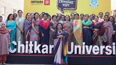 Participants during the CBSE exposure visit hosted by Chitkara University. (HT Photo)