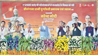 Prime Minister Narendra Modi in Madhya Pradesh’s Jabalpur on Thursday. (ANI/PIB) Prime Minister Narendra Modi in Madhya Pradesh’s Jabalpur on Thursday. (ANI/PIB)