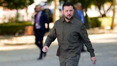Ukraine's President Volodymyr Zelenskyy arrives at the Europe Summit in Granada, Spain on October 5, 2023. (AP) Ukraine's President Volodymyr Zelenskyy arrives at the Europe Summit in Granada, Spain on October 5, 2023. (AP)