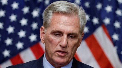 FILE PHOTO: Former Speaker of the House Kevin McCarthy (R-CA) speaks to reporters after he was ousted from the position of Speaker by a vote of the House of Representatives at the U.S. Capitol in Washington, U.S. October 3, 2023. REUTERS/Jonathan Ernst     TPX IMAGES OF THE DAY/File Photo (REUTERS)