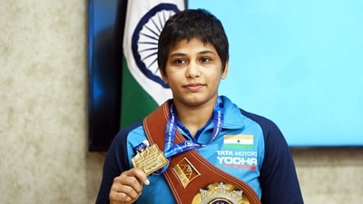 Antim Panghal, the first Indian to win two Under-20 World Championship interacts with media during a press conference (Hindustan Times) Antim Panghal, the first Indian to win two Under-20 World Championship interacts with media during a press conference (Hindustan Times)