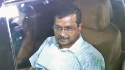 Delhi CM and AAP national convenor Arvind Kejriwal arrives at the residence of AAP MP Sanjay Singh, in New Delhi on Wednesday. (ANI) Delhi CM and AAP national convenor Arvind Kejriwal arrives at the residence of AAP MP Sanjay Singh, in New Delhi on Wednesday. (ANI)