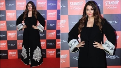 Aishwarya Rai mesmerizes fans in exquisite black ensemble at L'Oreal event. (HT Photo/Varinder Chawla) Aishwarya Rai mesmerizes fans in exquisite black ensemble at L'Oreal event. (HT Photo/Varinder Chawla)
