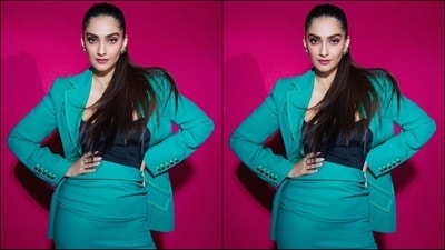 Assisted by her fashion stylist sister Rhea Kapoor, Sonam styled her look with green emerald stud earrings, a matching ring adorning her fingers and a pair of black strappy heels. (Instagram/@sonamkapoor) Assisted by her fashion stylist sister Rhea Kapoor, Sonam styled her look with green emerald stud earrings, a matching ring adorning her fingers and a pair of black strappy heels. (Instagram/@sonamkapoor)