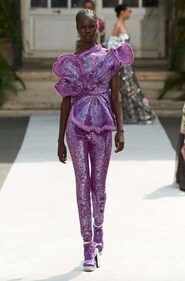 Rahul Mishra's enchanting purple iris gown was from Mishra's FW23 collection and featured a voluminous silhouette with delicate floral embroidery. (Rahul Mishra) Rahul Mishra's enchanting purple iris gown was from Mishra's FW23 collection and featured a voluminous silhouette with delicate floral embroidery. (Rahul Mishra)