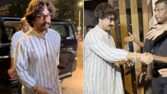 Aamir Khan outside a Mumbai restaurant.