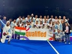 Indian Men's Hockey Team players pose for a photo showing their Gold medals after beating Japan 5-1 in the final match at the Asian Games 2023(ANI )