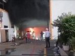 As many as 14 fire tenders were pressed into service and it took around 4 hours to douse the fire As many as 14 fire tenders were pressed into service and it took around 4 hours to douse the fire