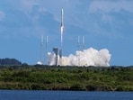 A United Launch Alliance Atlas V rocket lifts off carrying Amazon's two prototype relay stations for a space-based internet service it calls Project Kuiper, from the Cape Canaveral Space Force Station.