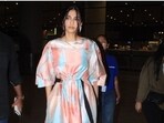 Sonam Kapoor slays airport look in multicoloured flared dress. Pics inside