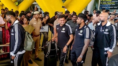 Players of the Indian cricket team land in Chennai for the World Cup. (ANI)