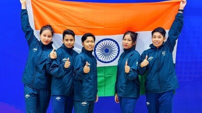 India women’s team on clinching its first-ever bronze in sepak takraw in the regu semifinal at the ongoing Asian Games held in Hangzhou, China (Narendra Modi Twitter) India women’s team on clinching its first-ever bronze in sepak takraw in the regu semifinal at the ongoing Asian Games held in Hangzhou, China (Narendra Modi Twitter)