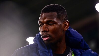 Juventus' French midfielder Paul Pogba looks on during the Italian Serie A football match between Juventus and Torino (AFP)