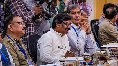 Jharkhand chief minister Hemant Soren during a review meeting on Left Wing Extremism in New Delhi on Friday. (PTI) Jharkhand chief minister Hemant Soren during a review meeting on Left Wing Extremism in New Delhi on Friday. (PTI)
