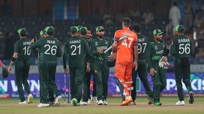 Players of Pakistan and Netherlands greet each other at the end of their ICC World Cup match at Rajiv Gandhi International Cricket Stadium in Hyderabad (PTI) Players of Pakistan and Netherlands greet each other at the end of their ICC World Cup match at Rajiv Gandhi International Cricket Stadium in Hyderabad (PTI)