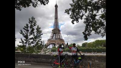 Prabhat Ranjan Prasad and Amrita Ranjan in Paris in August 2019. (HT)