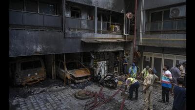 The 16-year-old building had no fire extinguishers. The incident prompted chief minister Eknath Shinde to order a fire audit of all SRA buildings, as many of them were built before 2006, and not covered by the Maharashtra Fire Services Act, 2006, which mandates high rises to have firefighting systems (Satish Bate/HT PHOTO) The 16-year-old building had no fire extinguishers. The incident prompted chief minister Eknath Shinde to order a fire audit of all SRA buildings, as many of them were built before 2006, and not covered by the Maharashtra Fire Services Act, 2006, which mandates high rises to have firefighting systems (Satish Bate/HT PHOTO)
