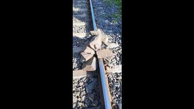 The boulders were placed near the Akurdi Railway Station. (HT PHOTO)