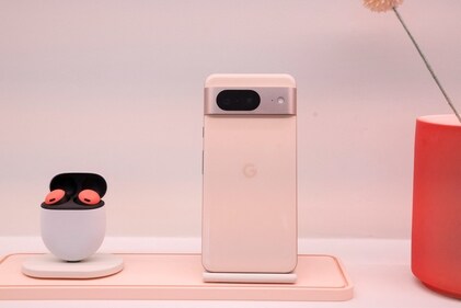 The new Pixel 8 Phone is displayed in New York City on October 4. (Reuters)