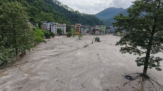 Buildings inundated after flash floods. (AP)