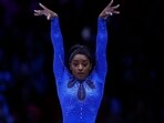 Simone Biles competes on the Balance Beam in the Women's Individual All-Around Final during the 52nd FIG Artistic Gymnastics World Championships, in Antwerp