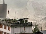 A view of the damaged Sikkim Urja, the state's biggest hydro power project, after flash floods on the Teesta river on October 4 washed away the dam and the bridge connecting the powerhouse.   