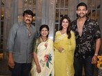 Chiranjeevi shares pics from Varun Tej and Lavanya Tripathi's bash. Chiranjeevi shares pics from Varun Tej and Lavanya Tripathi's bash.