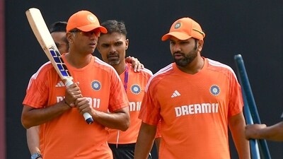 India's head coach Rahul Dravid and captain Rohit Sharma during a practice session ahead of the ICC Men's Cricket World Cup 2023 match against Australia (ANI) India's head coach Rahul Dravid and captain Rohit Sharma during a practice session ahead of the ICC Men's Cricket World Cup 2023 match against Australia (ANI)