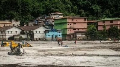 A visual from the flood-hit Golitar area in Sikkim. (HT File) A visual from the flood-hit Golitar area in Sikkim. (HT File)