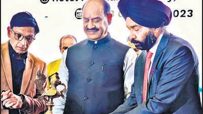 Lok Sabha Speaker Om Birla at the annual conference of Intraocular Implant & Refractive Society of India on Saturday. (HT Photo)