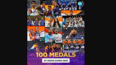 India breached the 100th mark at Asian Games