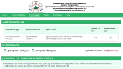 Uttarakhand Public Service Commission starts application process for 645 posts in Agriculture/Horticulture/Animal Husbandry Dept Uttarakhand Public Service Commission starts application process for 645 posts in Agriculture/Horticulture/Animal Husbandry Dept