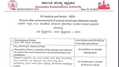 Karnataka NEET PG counselling 2023 round 2 post allotment schedule released at cetonline.karnataka.gov.in Karnataka NEET PG counselling 2023 round 2 post allotment schedule released at cetonline.karnataka.gov.in