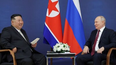 Russia's President Vladimir Putin and North Korea's leader Kim Jong Un attend a meeting at the Vostochny Cosmodrome in the far eastern Amur region, Russia, September 13, 2023. (Reuters) Russia's President Vladimir Putin and North Korea's leader Kim Jong Un attend a meeting at the Vostochny Cosmodrome in the far eastern Amur region, Russia, September 13, 2023. (Reuters)