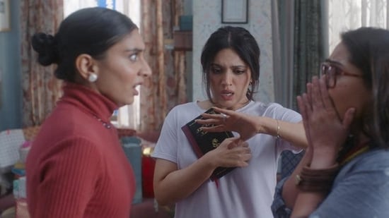Dolly Singh, Bhumi Pednekar and Shibani Bedi in a still from Thank You For Coming.