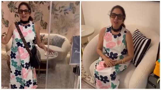Neena Gupta at Goa airport's VIP lounge.