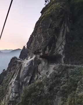 A view of the natural tunnel near Chaura in Kinnaur district that got blocked due to the landslide on NH-5. (HT Photo) A view of the natural tunnel near Chaura in Kinnaur district that got blocked due to the landslide on NH-5. (HT Photo)